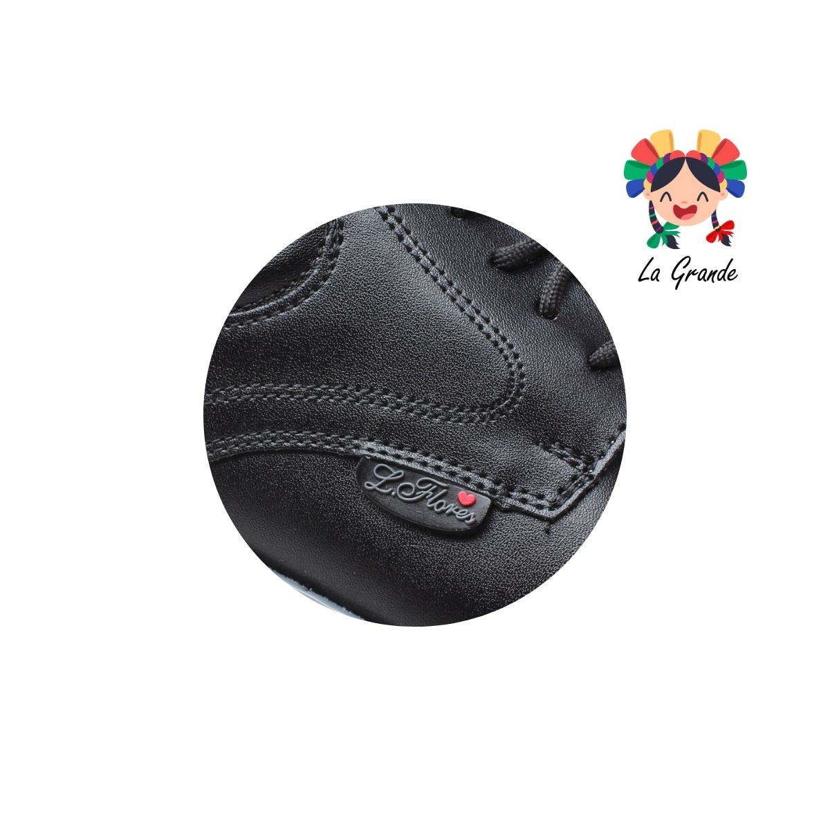 3010 LADY FLORES Negro Sint Zapato Liso Casual para Dama