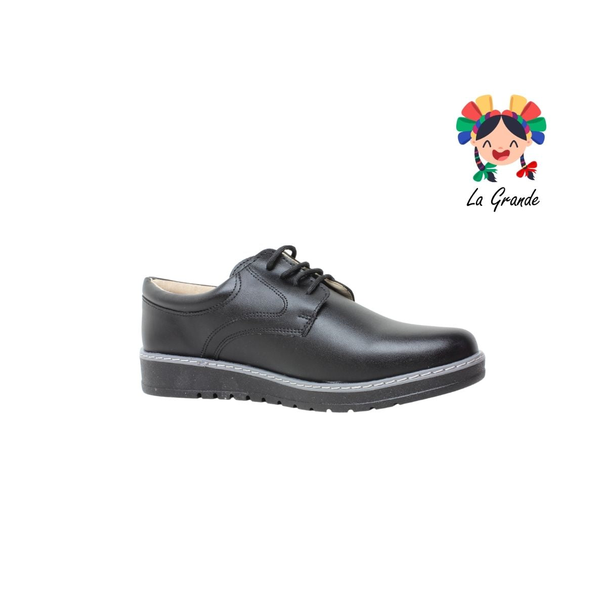 3010 LADY FLORES Negro Sint Zapato Liso Casual para Dama