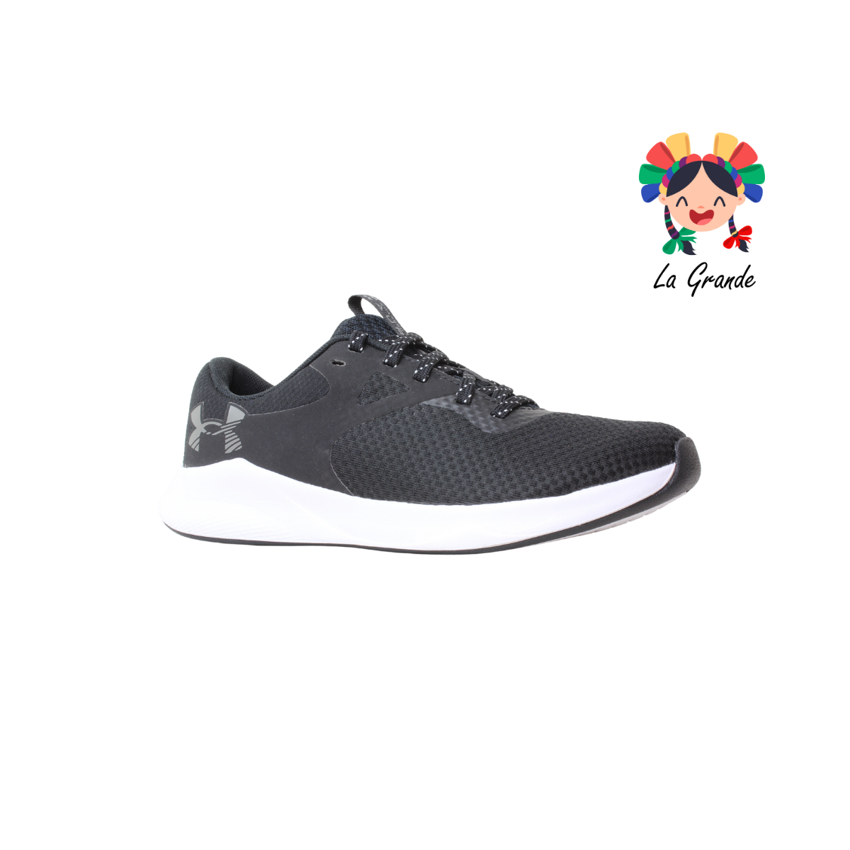 3025 CHARGED UNDER ARMOUR Negro Blanco Tenis Deportivo Importado para Dama y Joven