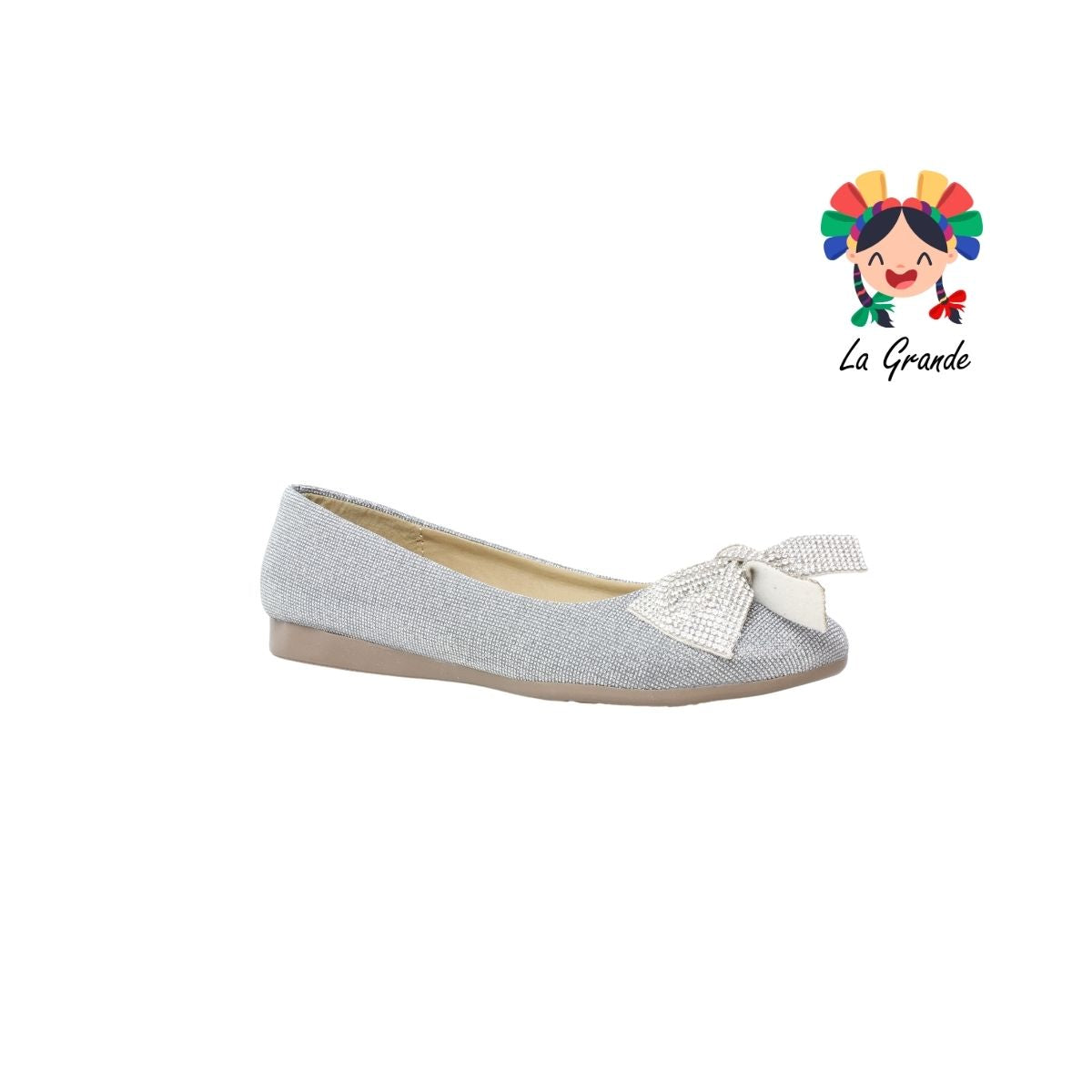3035 YUL Plata Balerina con Pedrería para Dama