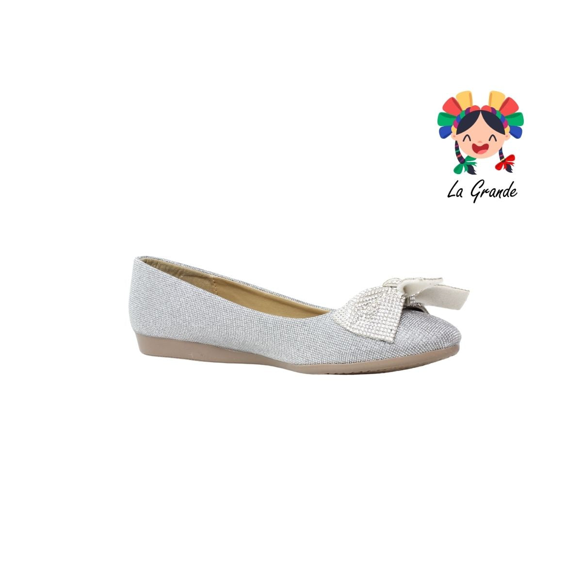 3035 YUL Plata Balerina con Pedrería para Dama