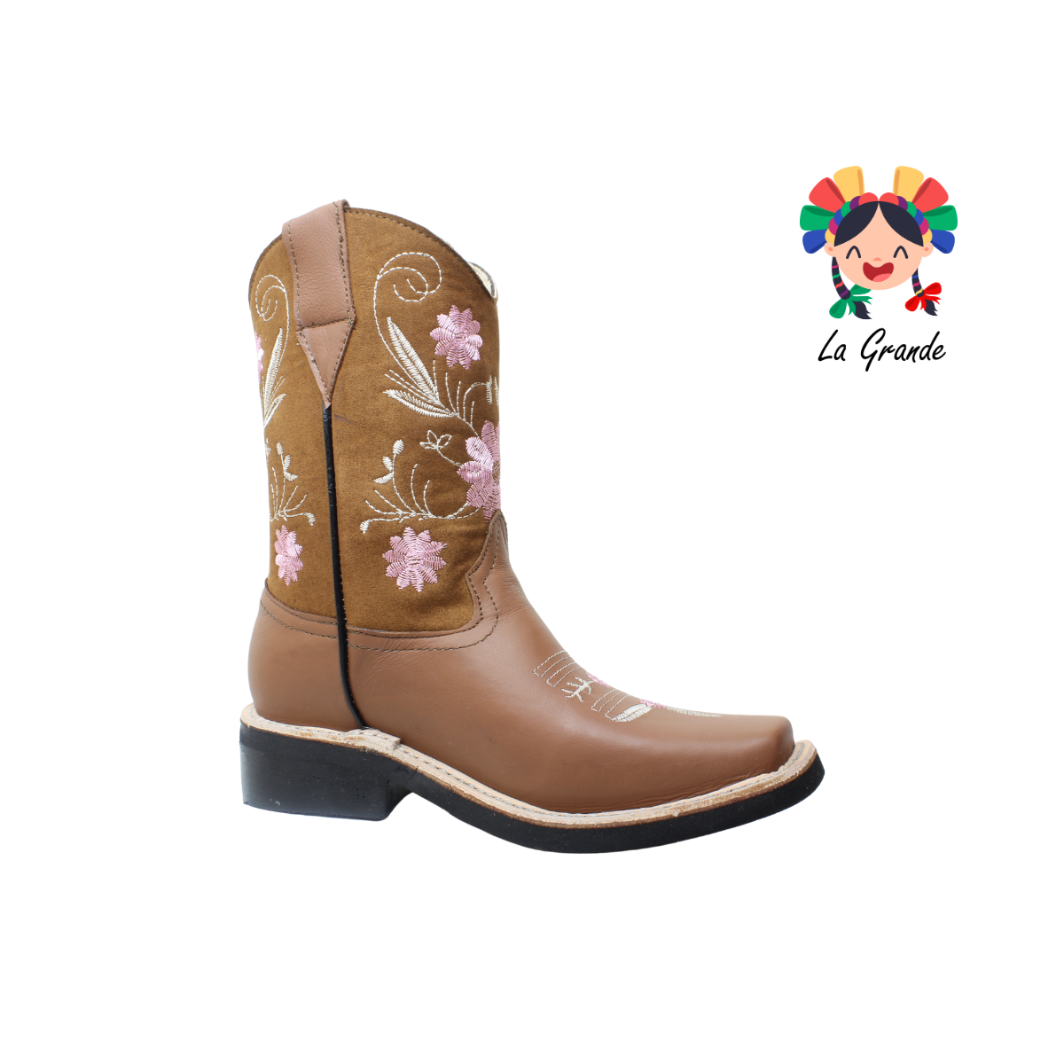 7FLOR RODEO Café Bordado Bota Vaquera para Dama