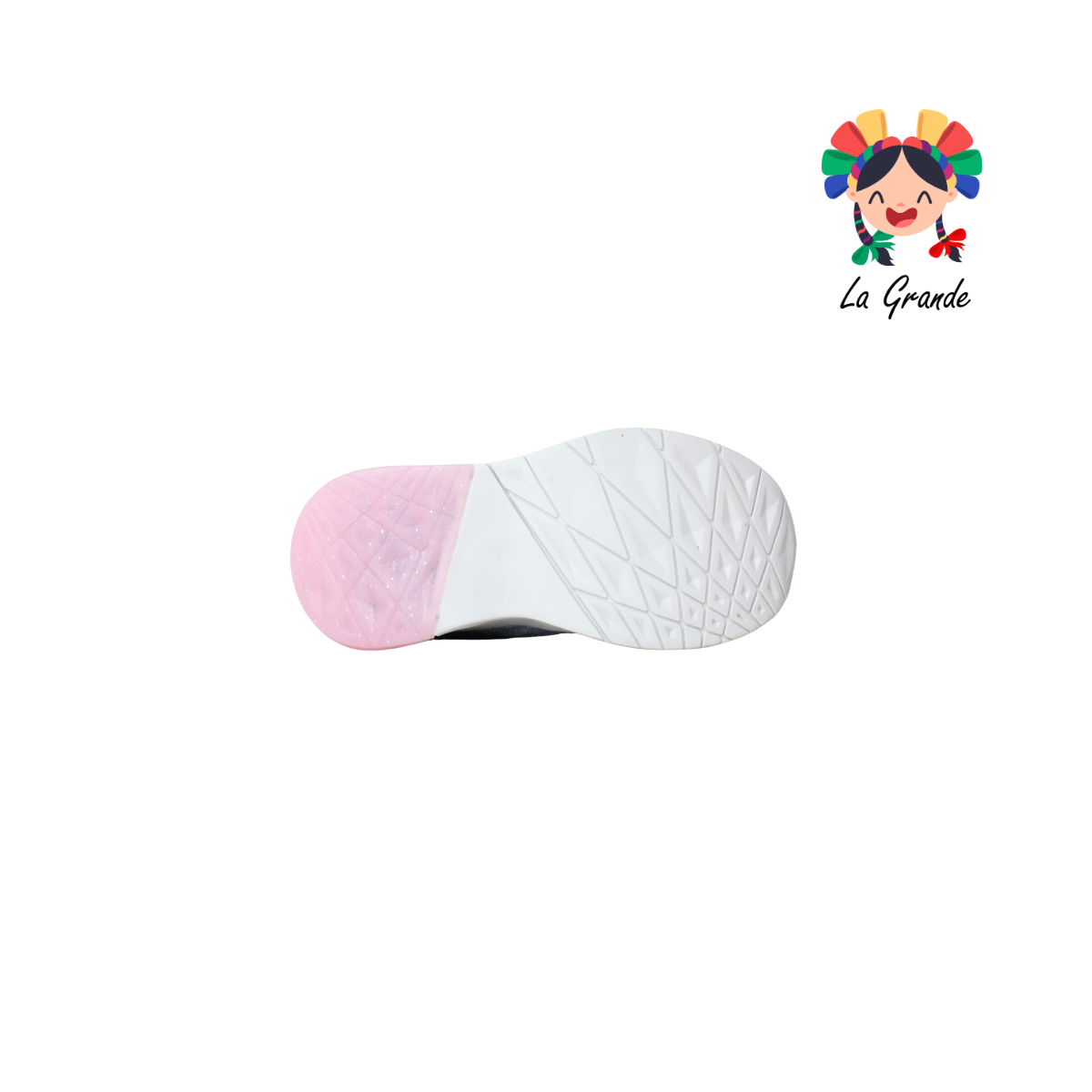 1709 KINGS-LU Mezclilla Rosa Sintético Tenis Casuales con Luces para Niña