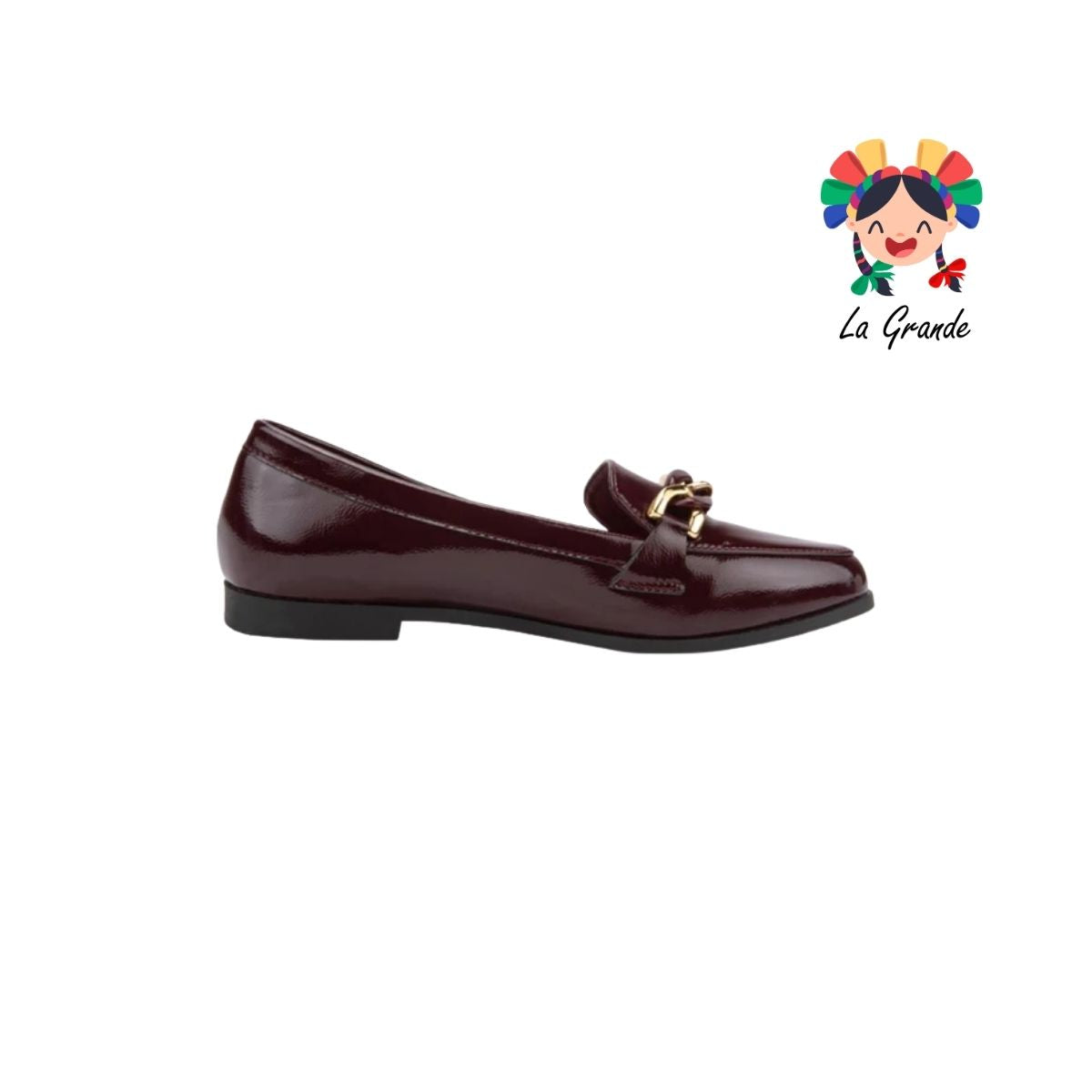 305A PINK Vino Charol Sint Mocasín con Cadena para Dama y Joven