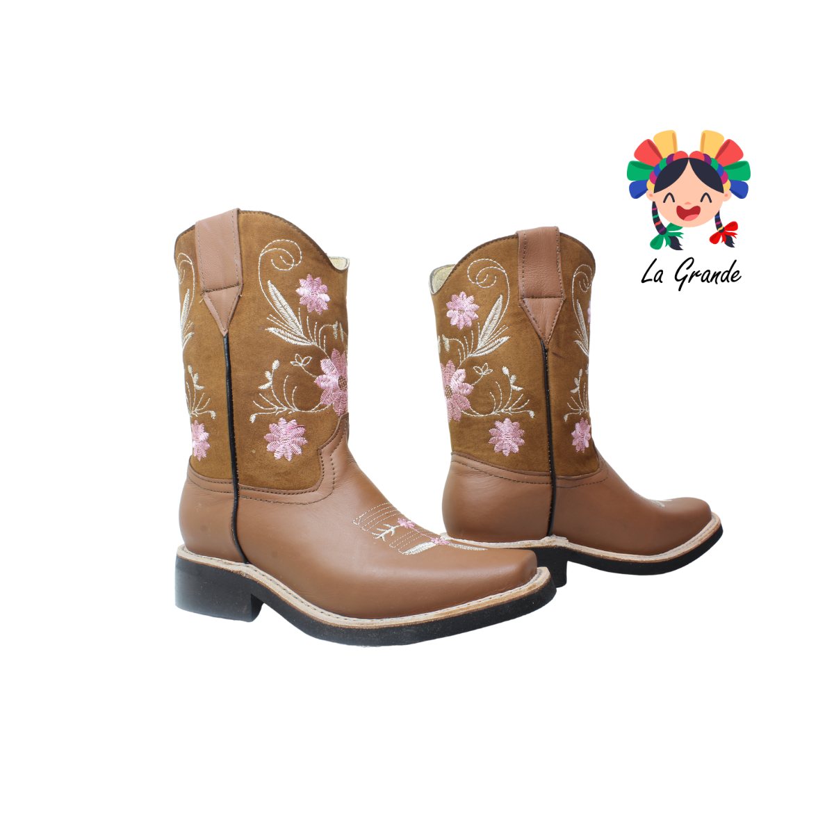 7FLOR RODEO Café Bordado Bota Vaquera para Dama