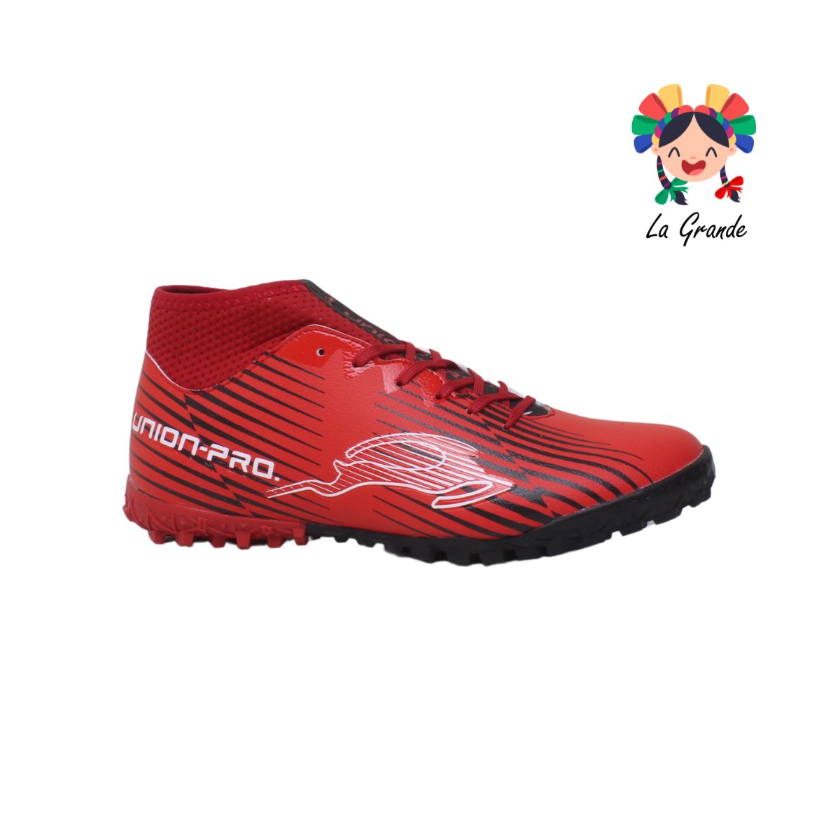 3091M UNION Rojo Negro Tenis Sint de Fútbol Rápido tipo Calcetín para Caballero