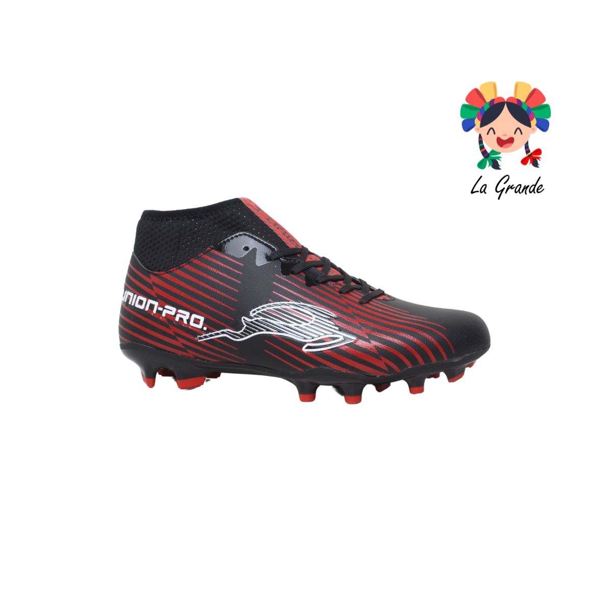 3091T UNION Negro Rojo Sint Tenis de Fútbol con Tachones para Caballero