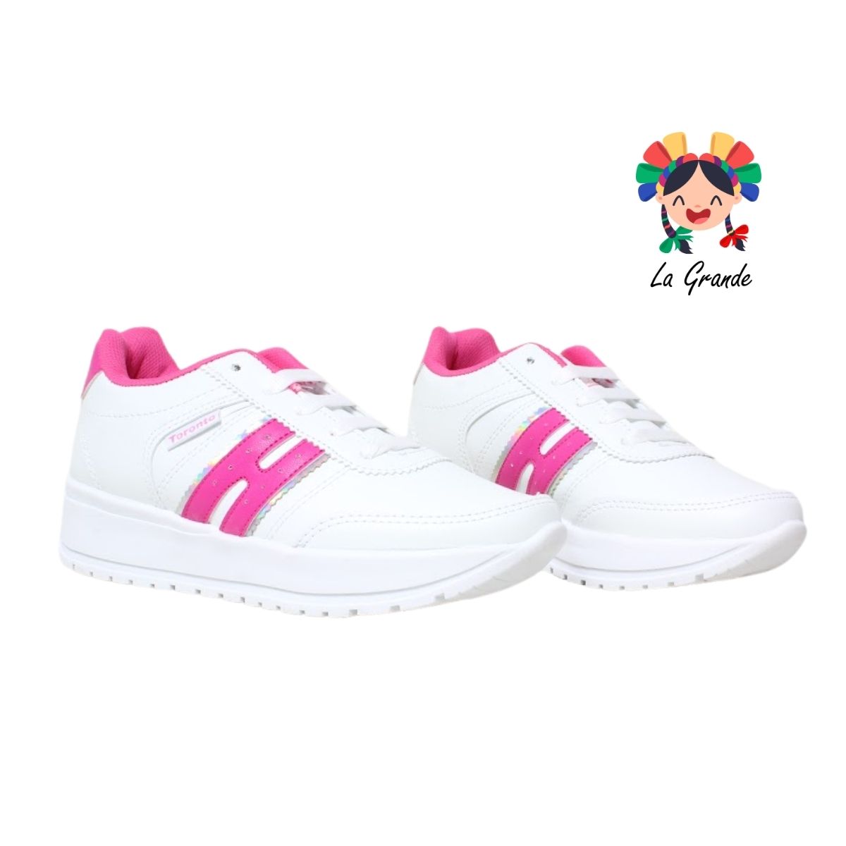 310 TORONTO Blanco Fiusha Sintético Tenis Casual para Dama y Joven