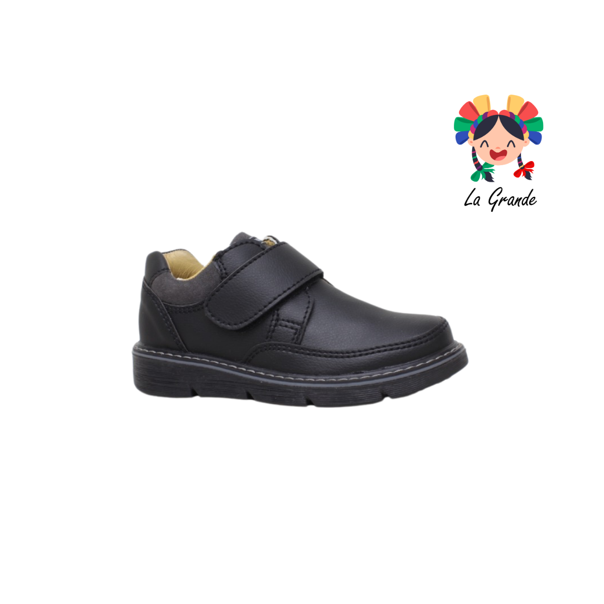3132 ROKINO Negro Sint Zapato Escolar con Velcro para Niño