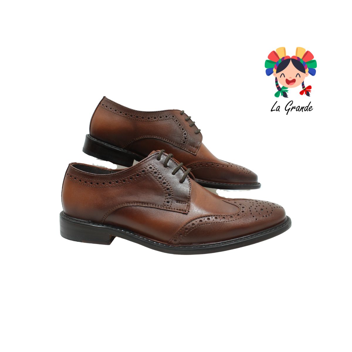 314 GIOVANNI Miel Piel Atanado Zapato de Vestir con Suela de Cuero para Caballero