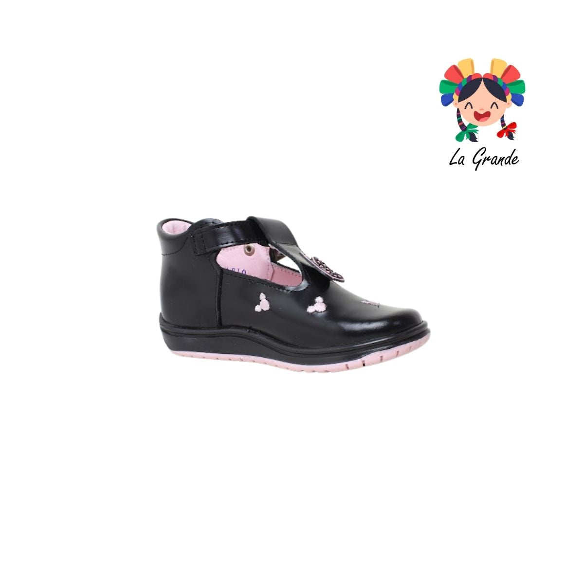 318 WIZZYZ Negro Piel Zapato Escolar para Niña