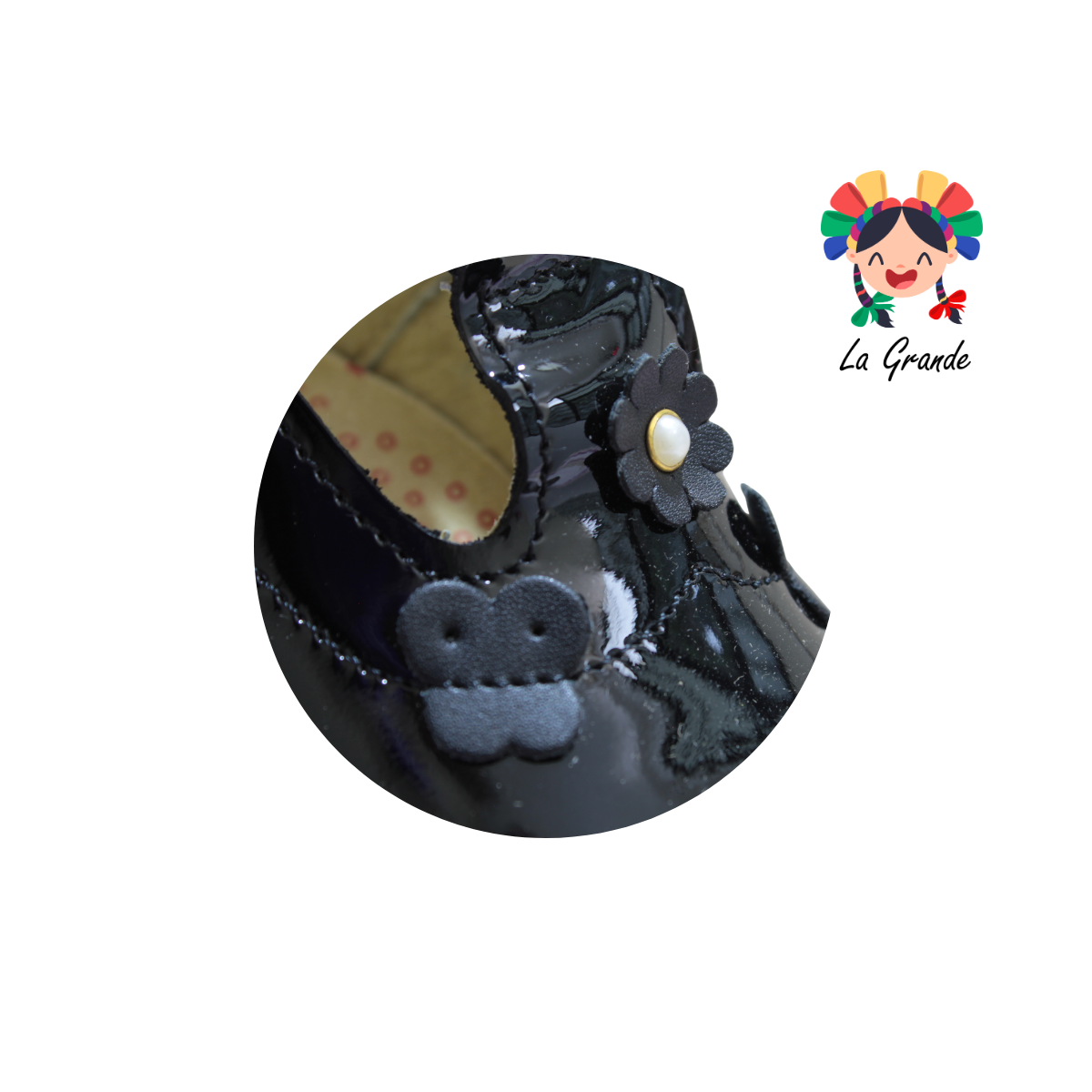 331 WIZZYZ Negro Piel Zapato Casual para Niña