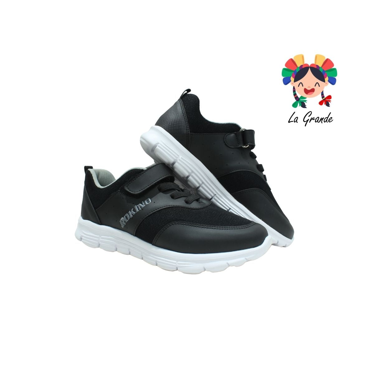3236 ROKINO Negro Blanco Tenis Deportivo para Joven y Dama