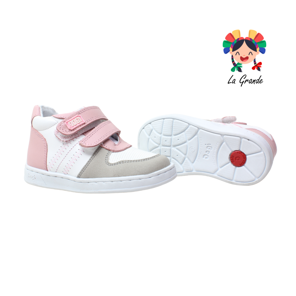 7349 DOGI Blanco Peonia Piel Tenis Casual para Bebé y Niña