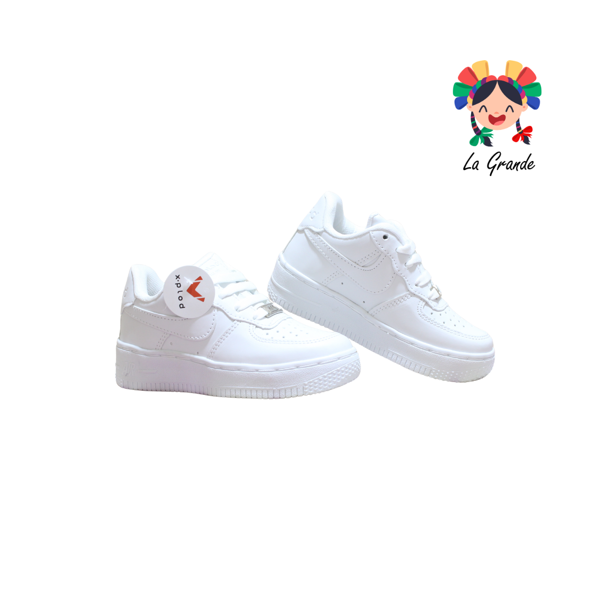 FORCE X-PLOD Blanco Blanco Sintético Tenis Casual Para Niña, Niño, Dama, Joven y Caballero