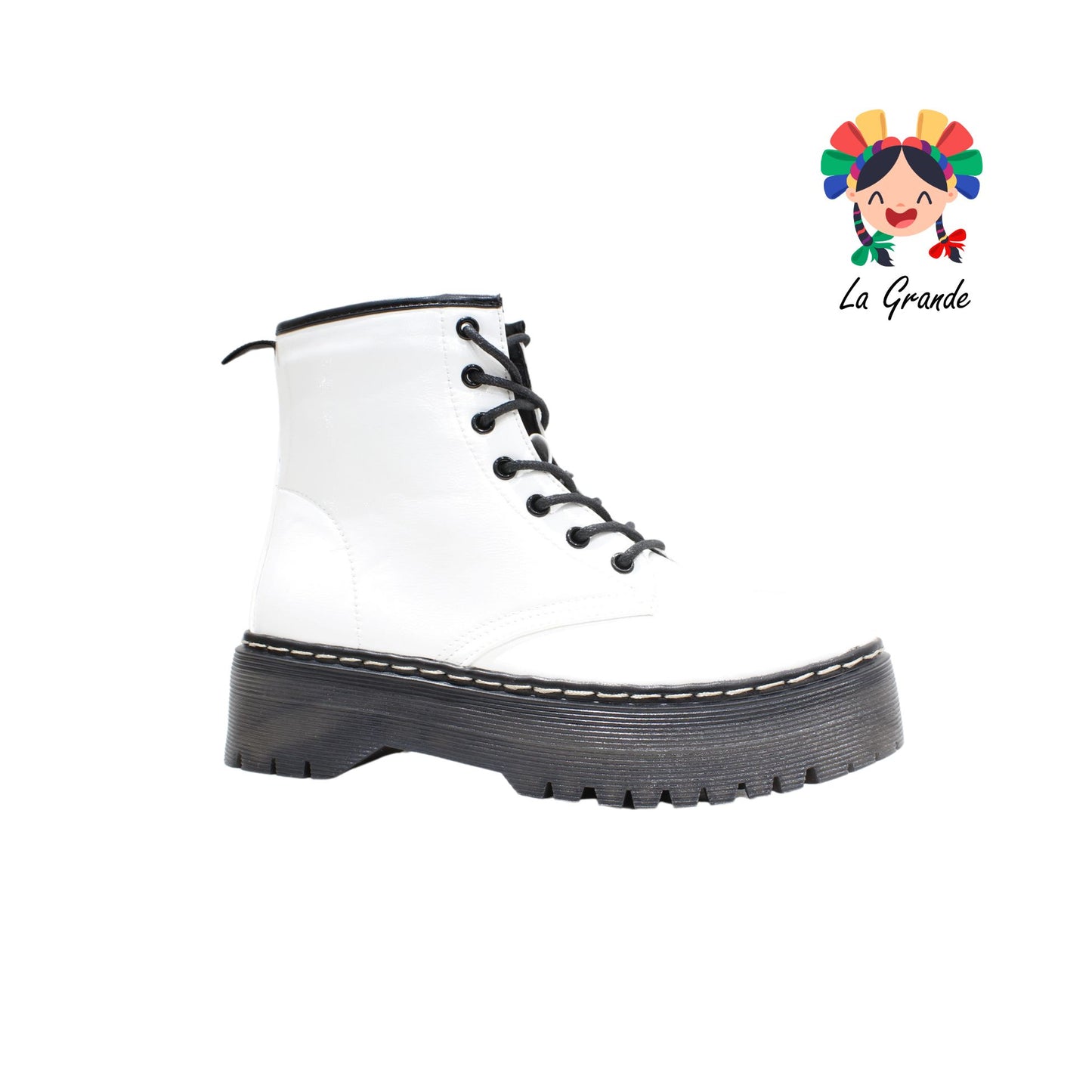 3346 GOODYEAR Blanco Charol Bota Casual para Dama y Joven