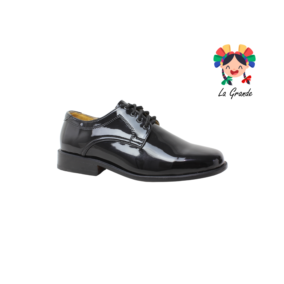130 Escolta D'AIME Negro Charol Zapato Escolar para Niño y Joven
