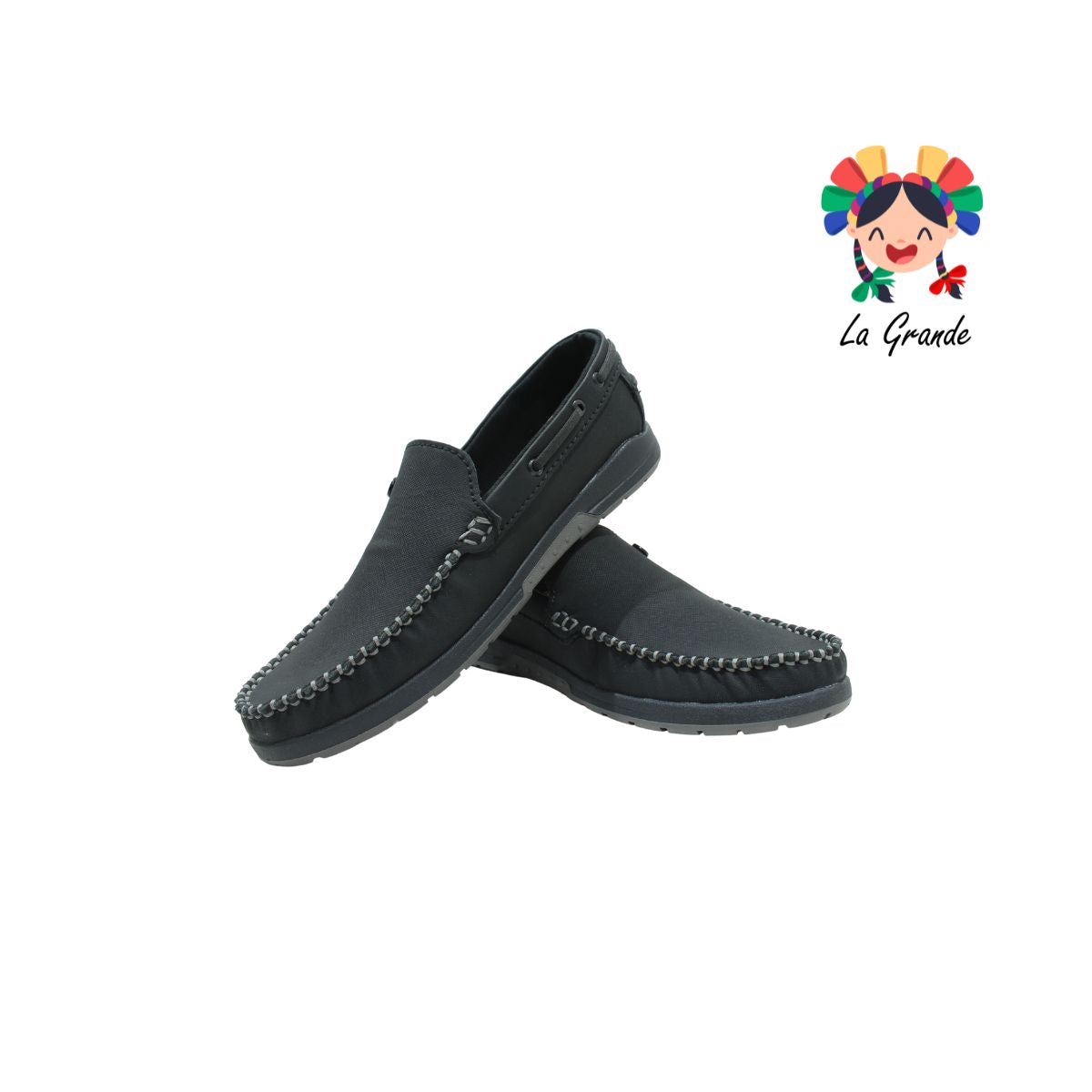 3350 CUSTOM Negro Gris Sint Zapato Casual tipo Mocasín para Joven