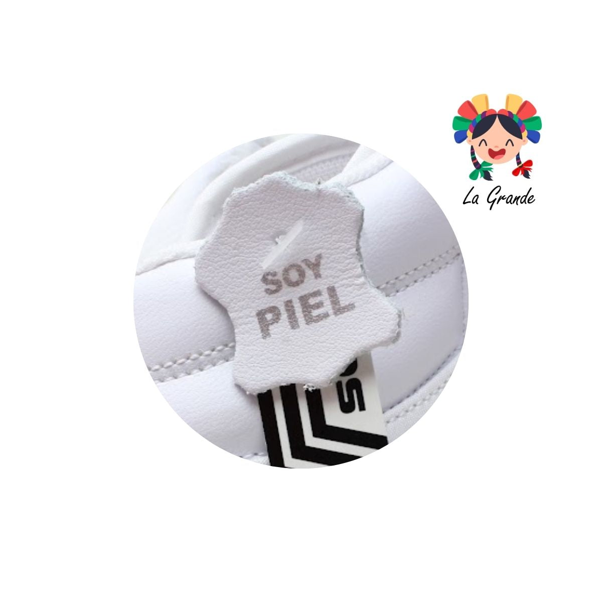 335 H-GROSS Blanco Blanco Piel Tenis Escolar para Dama y Joven