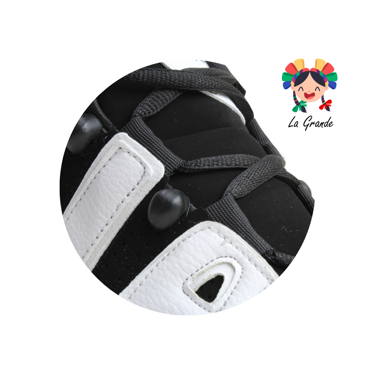 1018-B HARMAN Negro Blanco Nobuck Tenis Casual para Dama y Joven