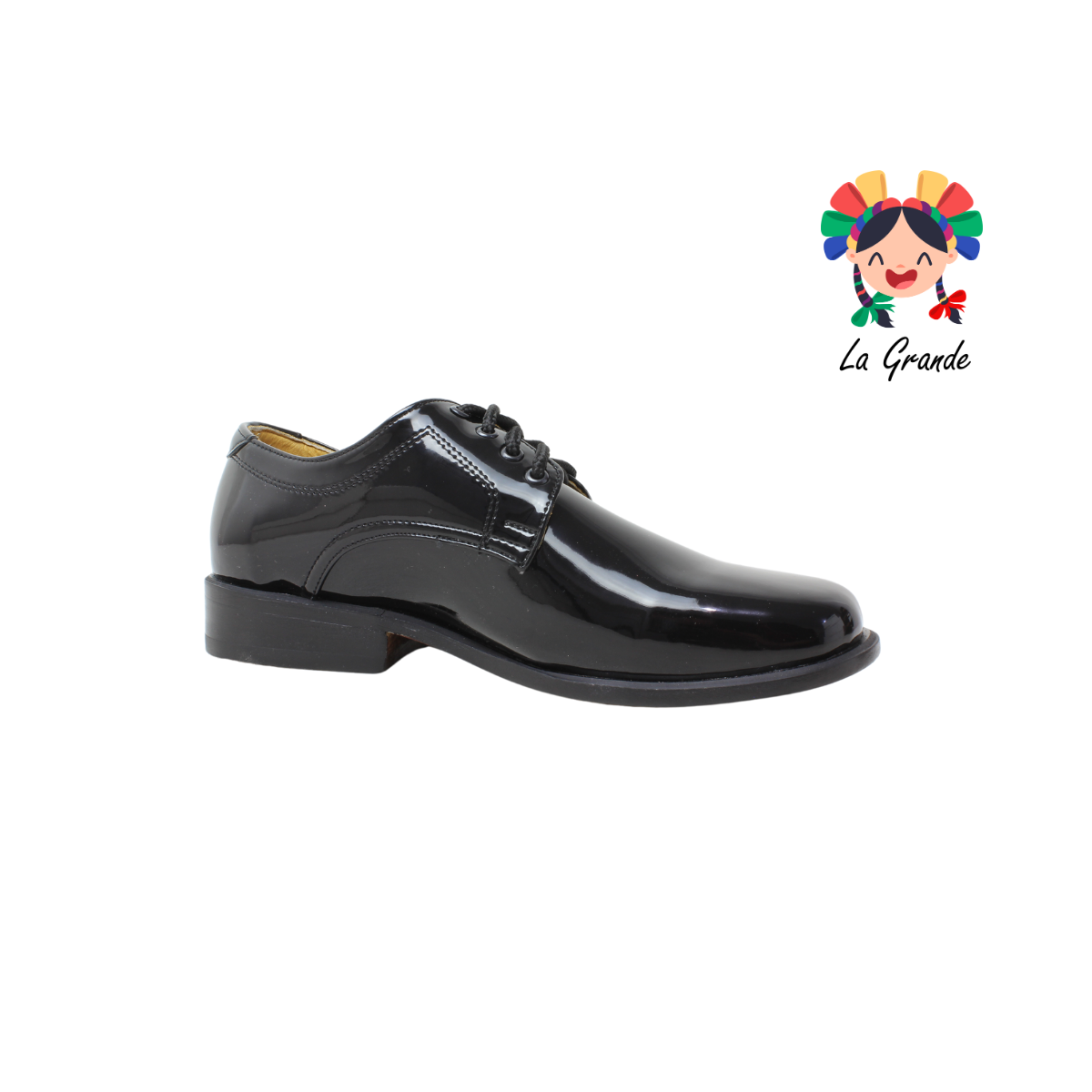 130 Escolta D'AIME Negro Charol Zapato Escolar para Niño y Joven