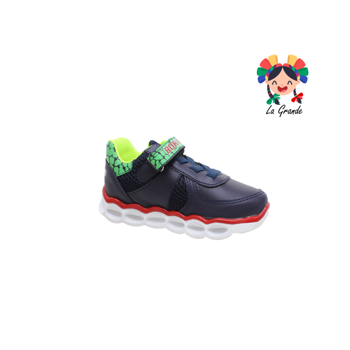3371 ROKINO Azul Marino Tenis Casual con Luces Led para Niño y Niña