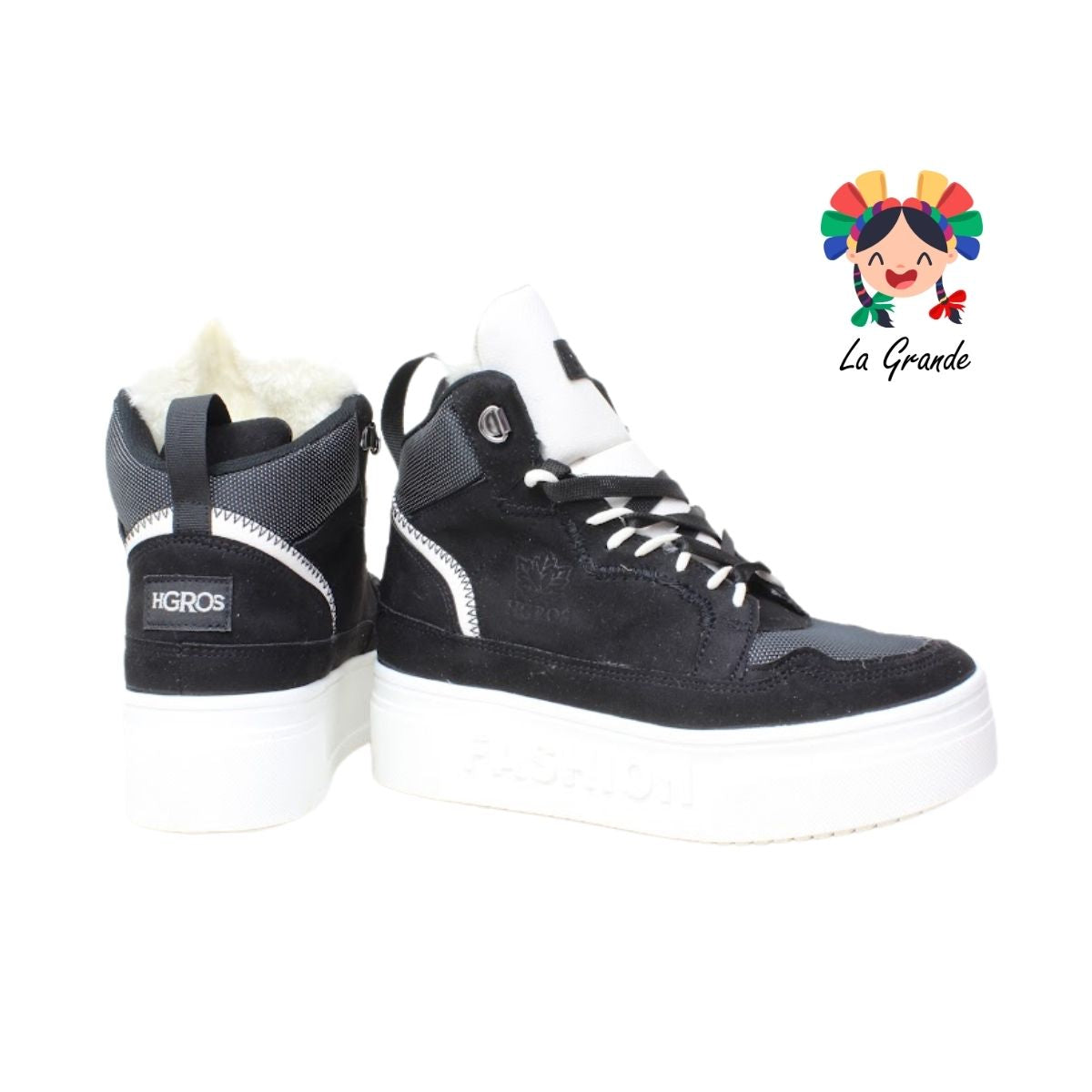 337 H-GROSS Negro Latte Bota con Peluche para Dama