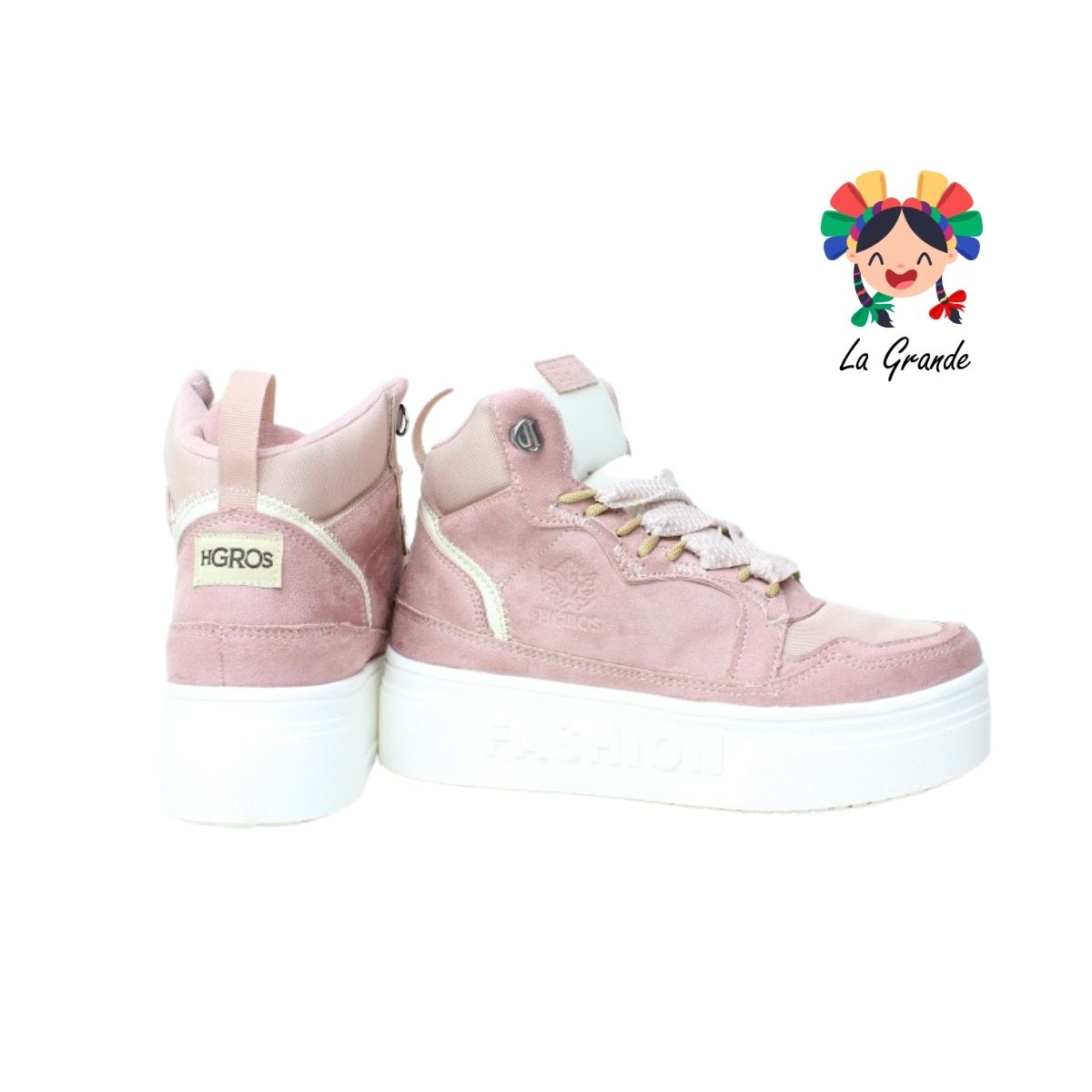 337 H-GROSS Rosa Romanc Latte Bota con Peluche para Dama