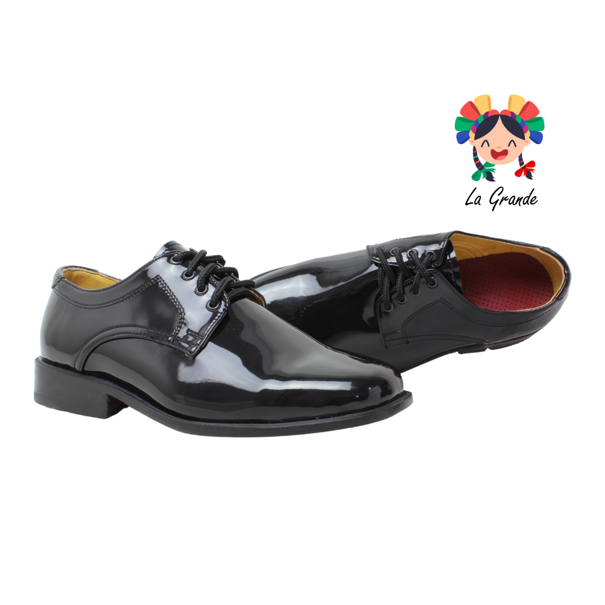 130 Escolta D'AIME Negro Charol Zapato Escolar para Niño y Joven