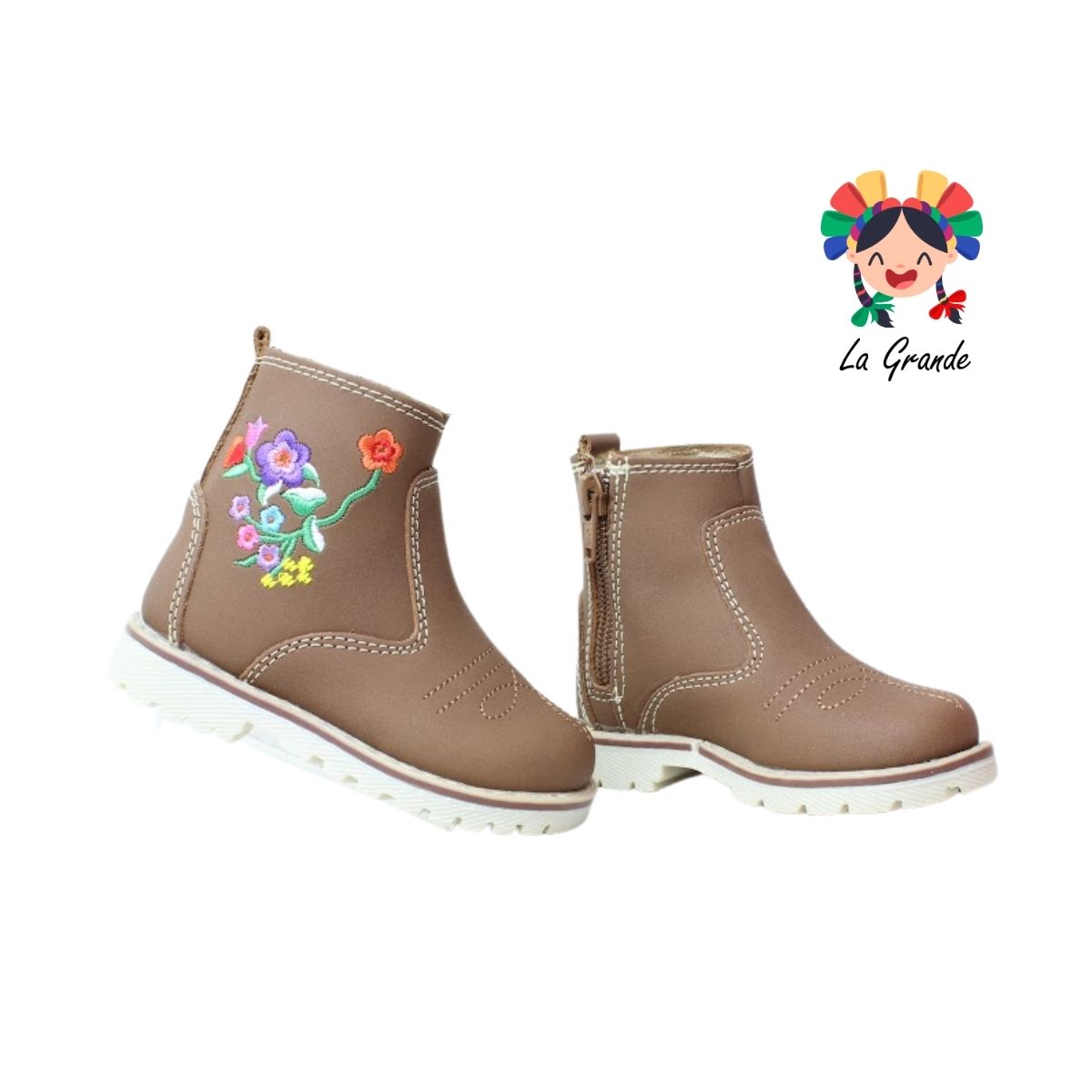 340 MC QUEEN Canela Bordado Bota Casual para Bebé y Niña