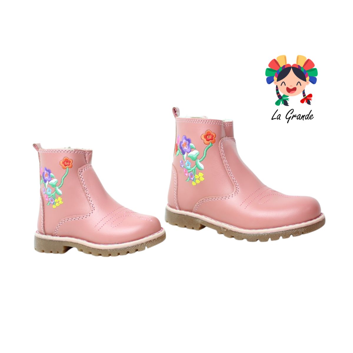 340 MC QUEEN Rosa Peach Bordado Bota Casual para Bebé y Niña