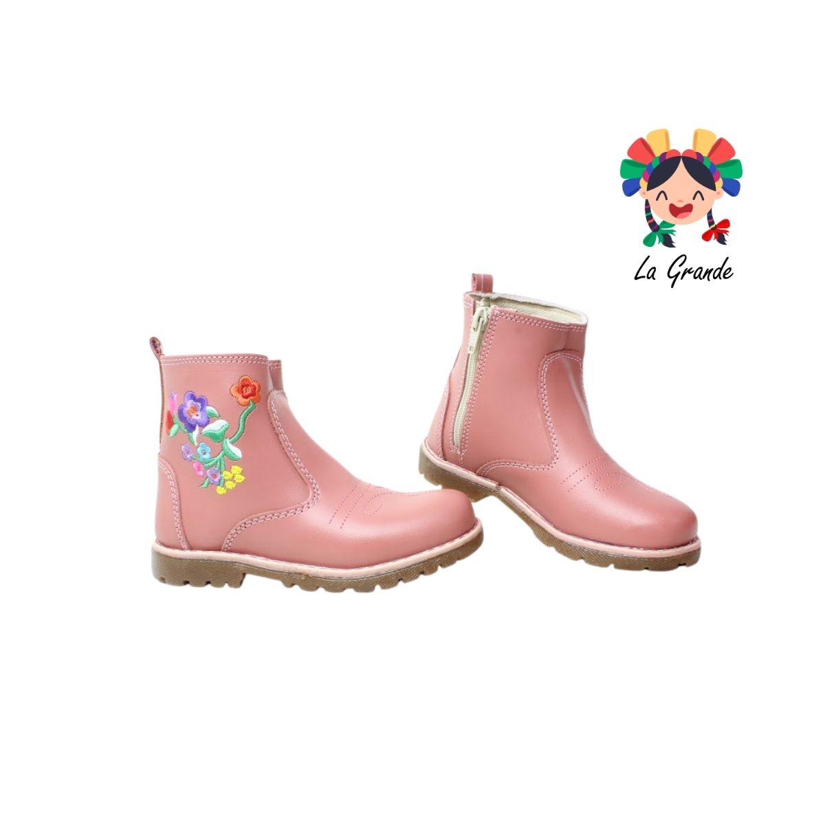 340 MC QUEEN Rosa Peach Bordado Bota Casual para Bebé y Niña