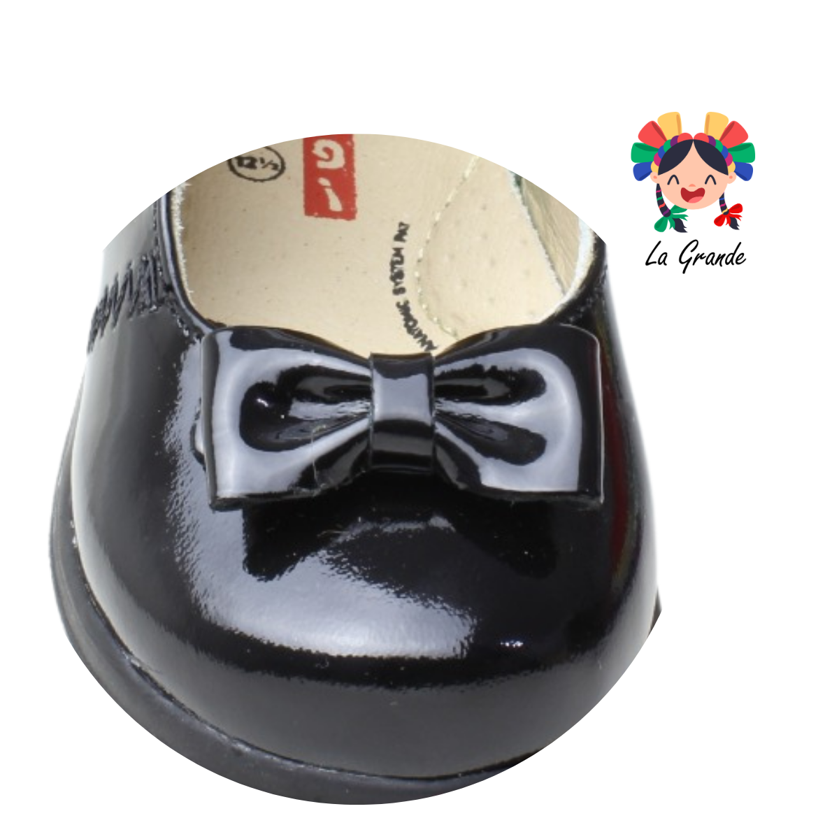 3423 DOGI Negro Charol Zapato Escolar para Bebé y Niña