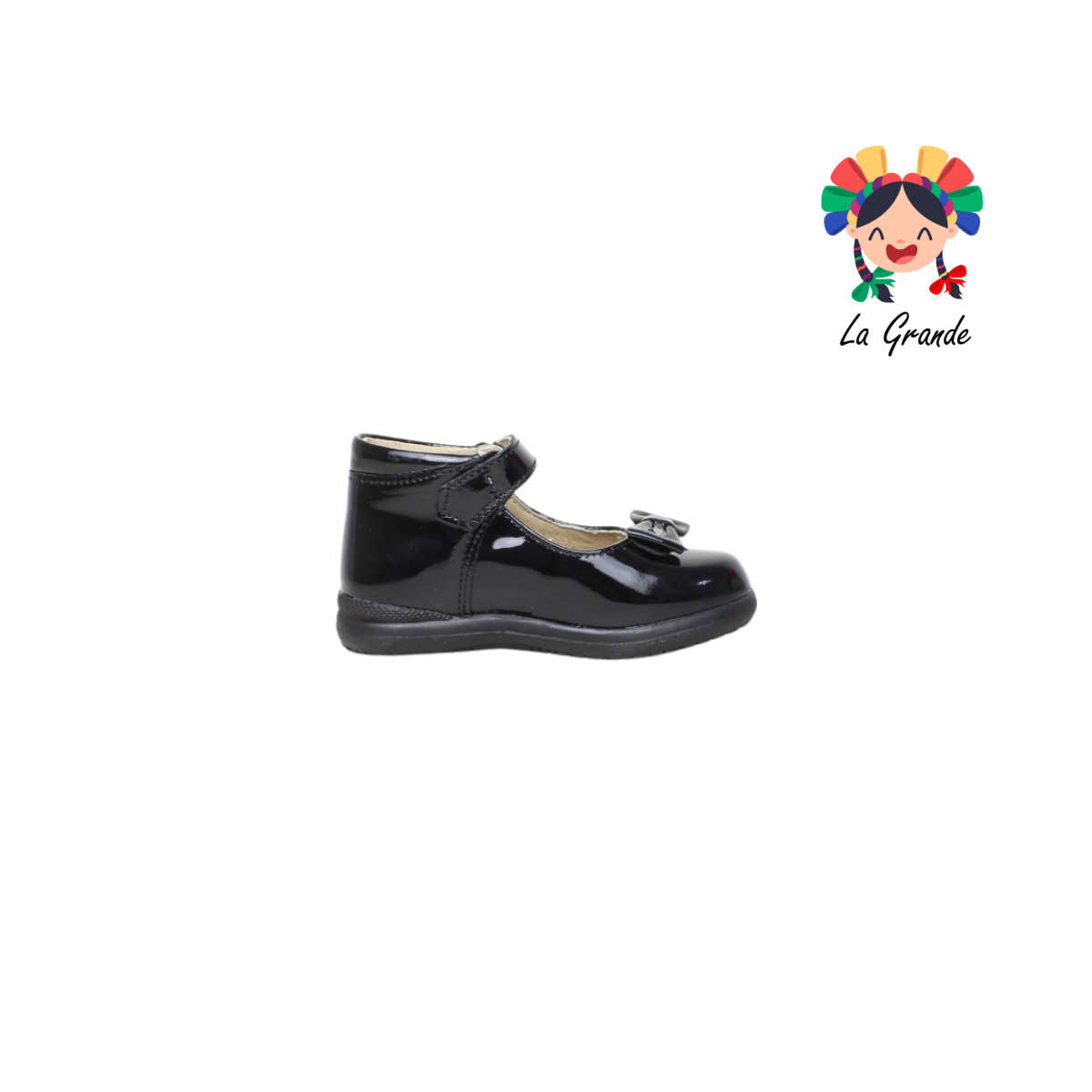 3423 DOGI Negro Charol Zapato Escolar para Bebé y Niña