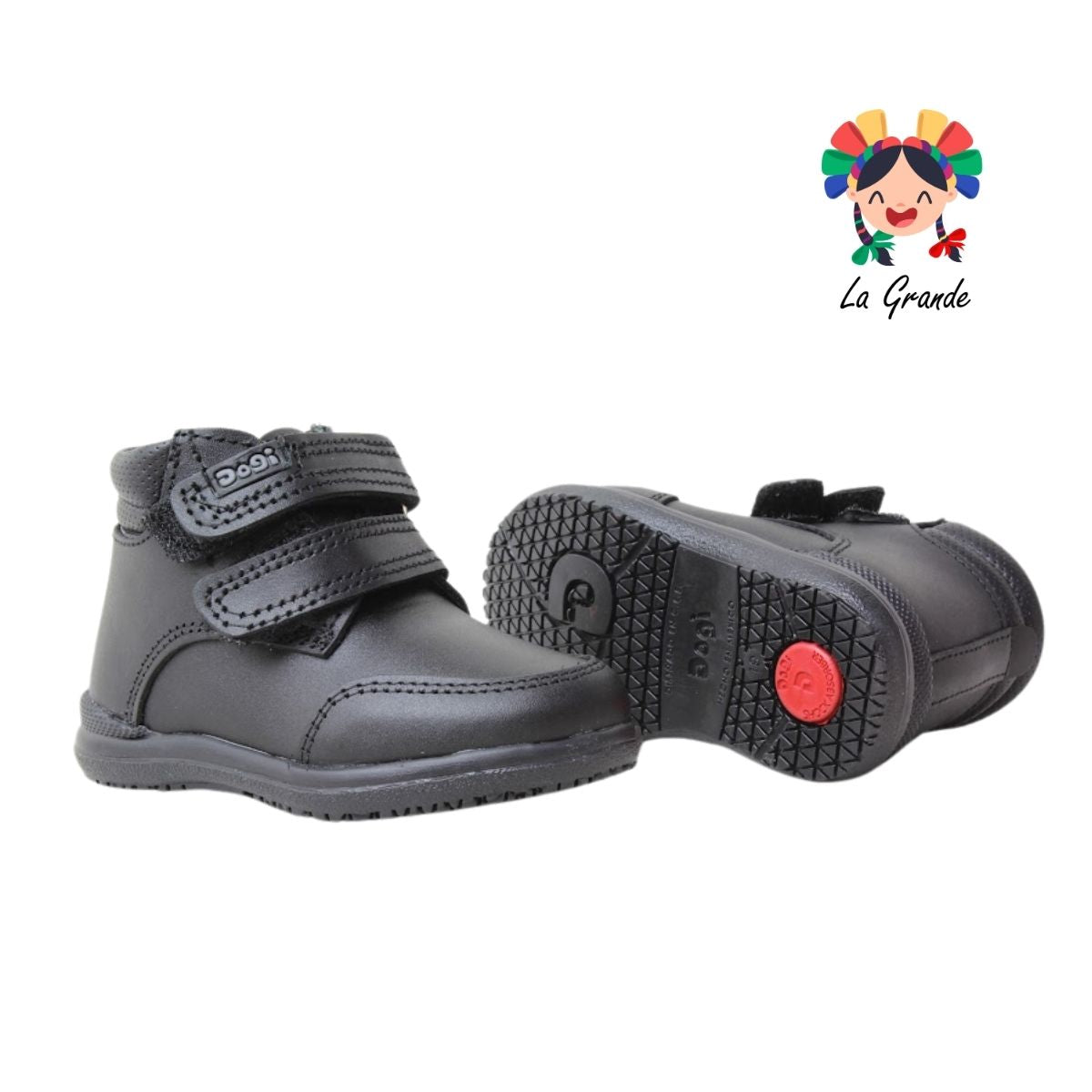 3440 DOGI Negro Piel Zapato Casual para Bebé