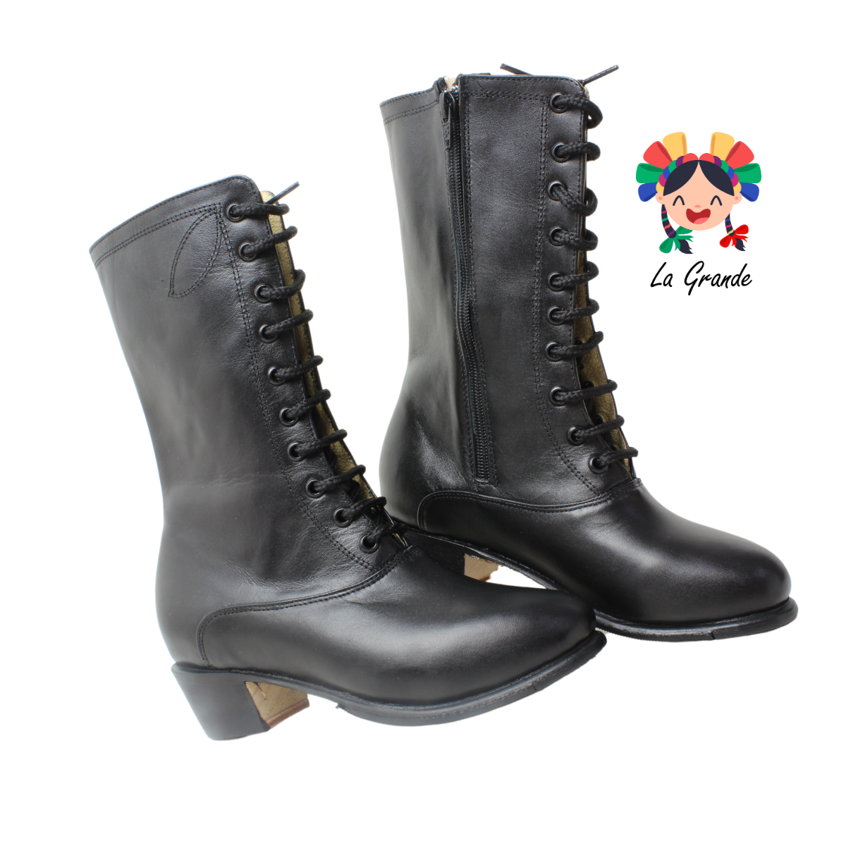 Adelita D' AIME Negro Piel Bota de Danza para Dama