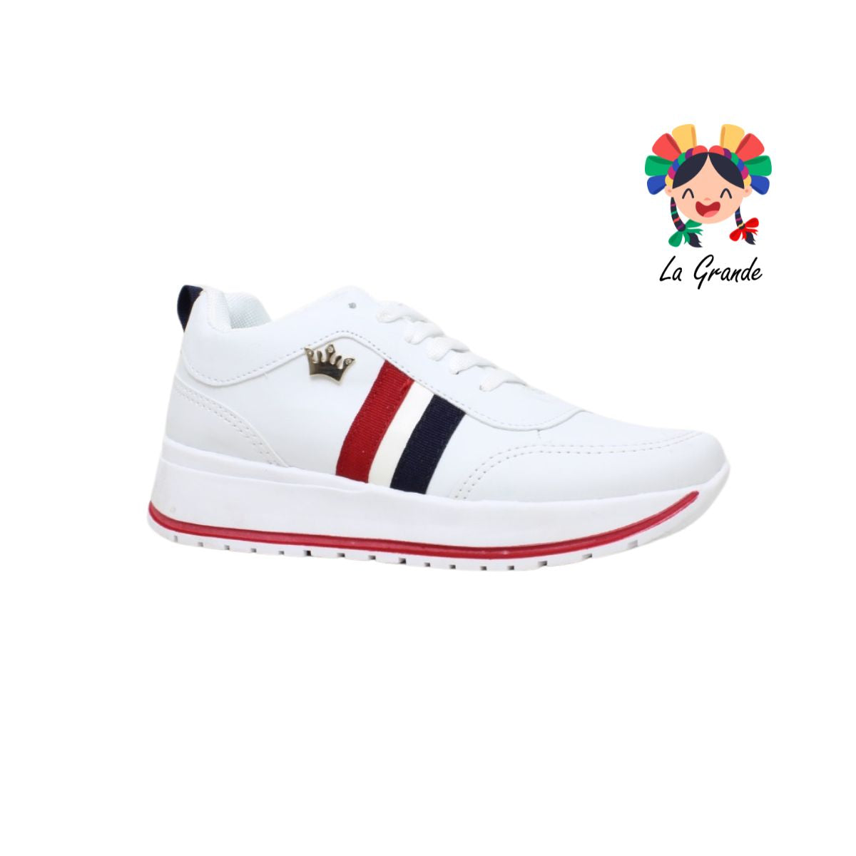 360 TORONTO Bco Mno Rojo Sint Tenis Casual con Franjas para Dama