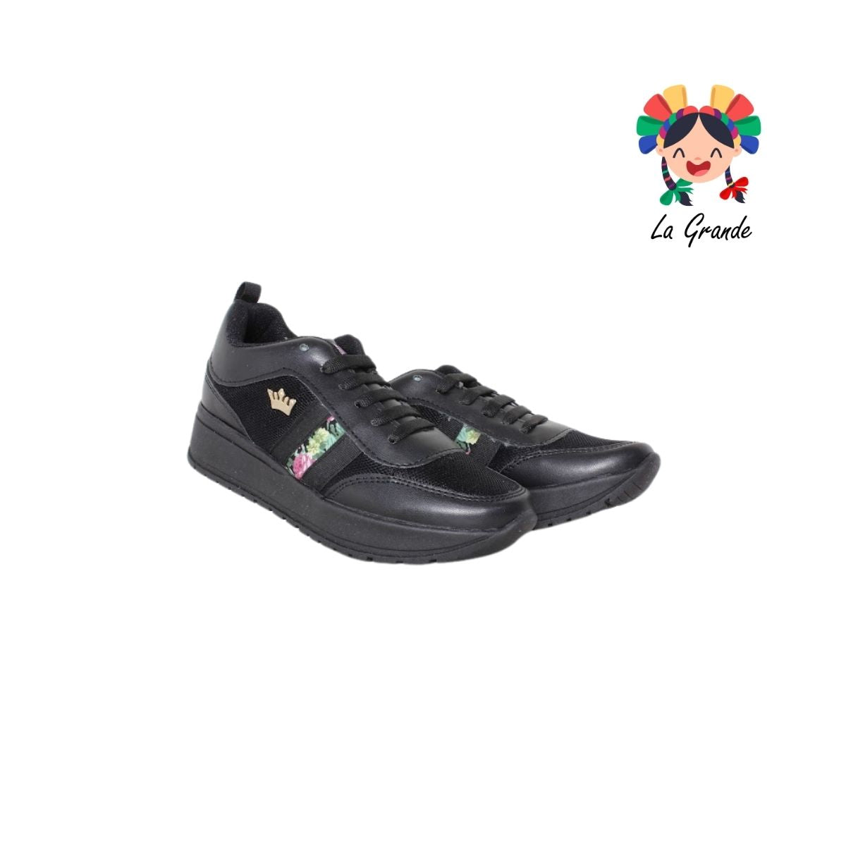 360 TORONTO Negro Flores Sintético Tenis Casual para Dama
