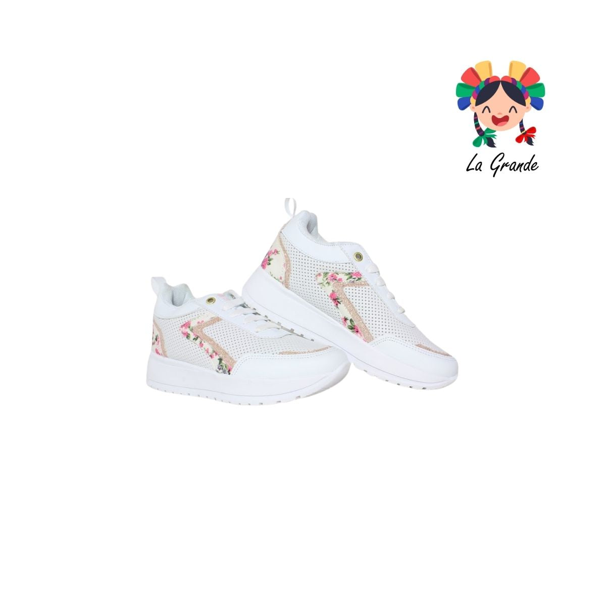 366 TORONTO Blanco Flores Textil Tenis Casual para Dama