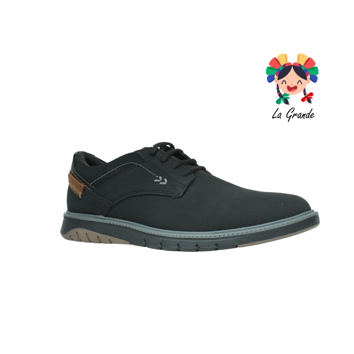 3704 CUSTOM Negro Gris Zapato Casual para Caballero de Agujeta