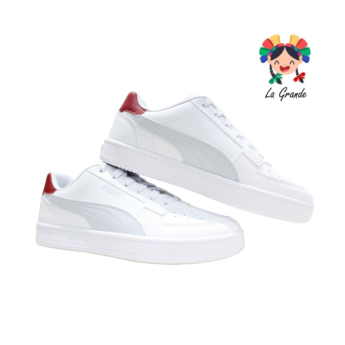 3720 CAVEN 2.0 PUMA Blanco Rojo Sint Tenis Importado Original para Dama y Joven