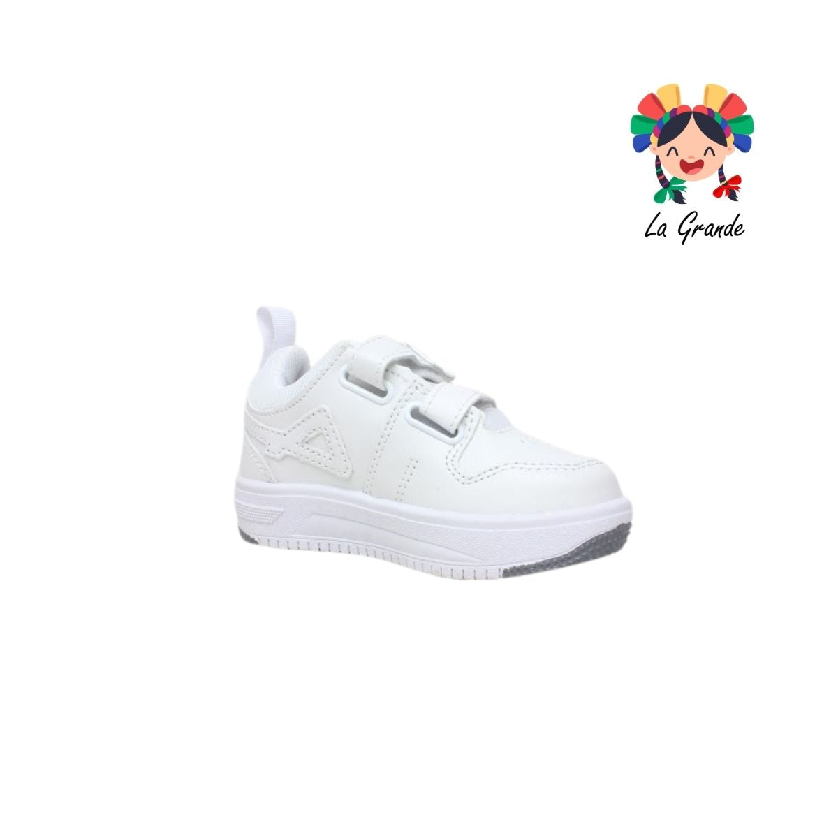 380 PICHUS Blanco Blanco Tenis Escolar con Velcro para Niña y Niño