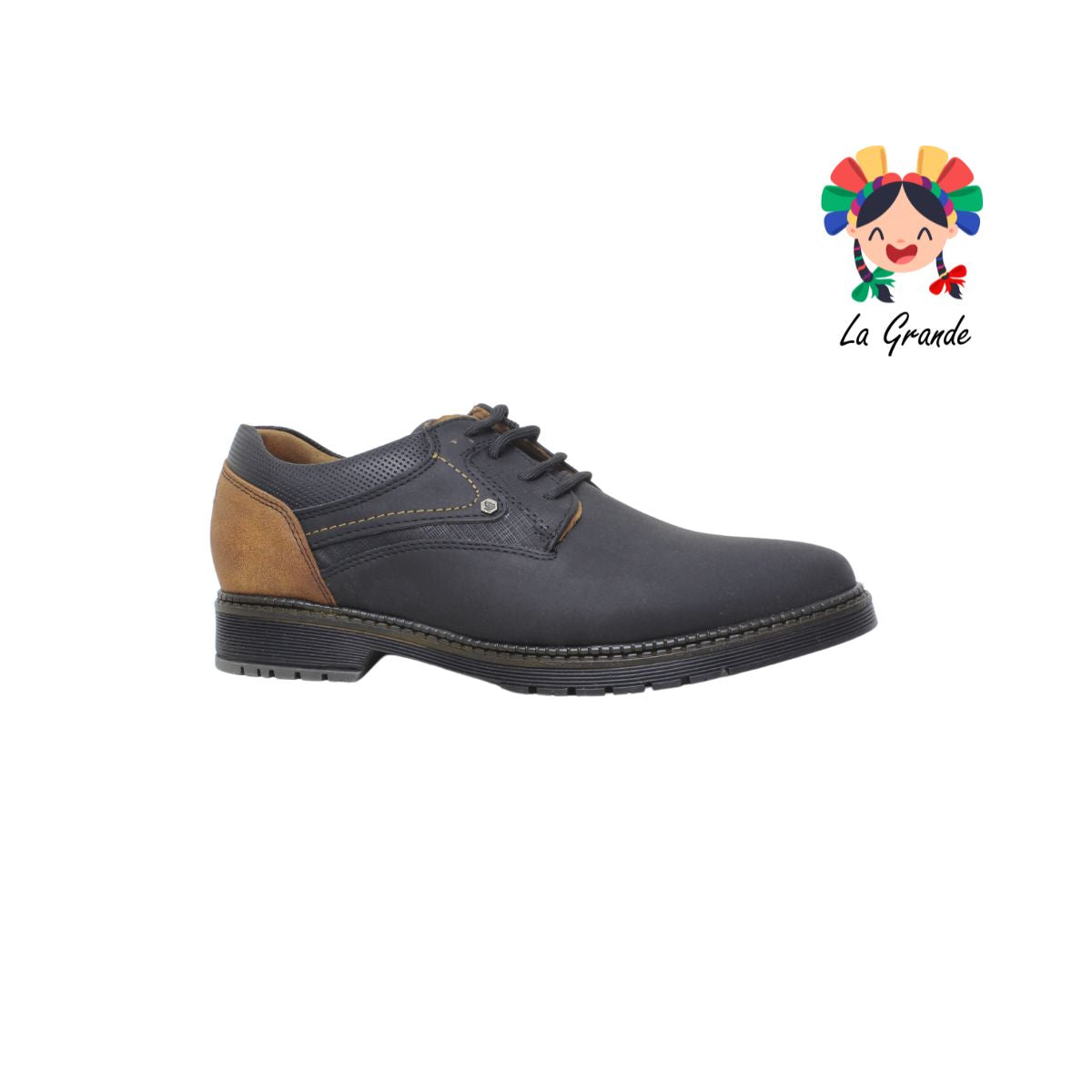 3853 CUSTOM Negro Coñac Buck Zapato Casual para Caballero