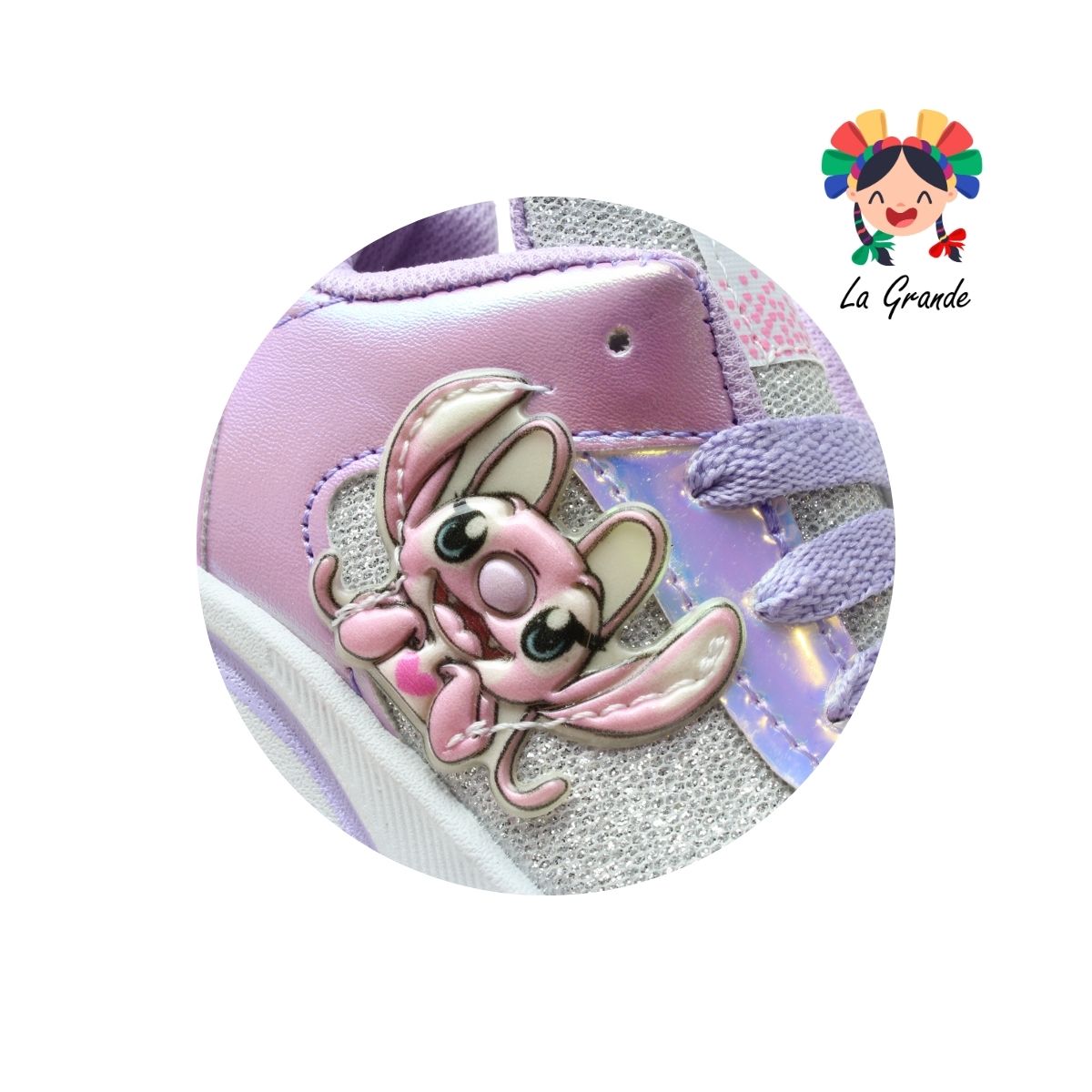 390 PIYINS Plata Lila Tenis Casual para Niña