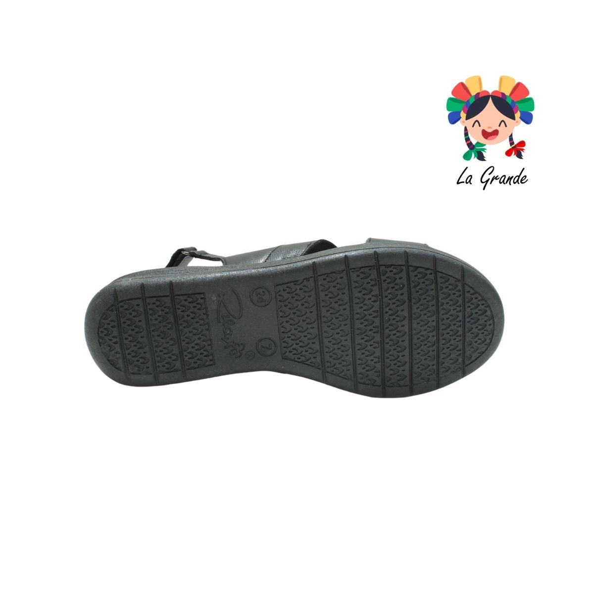 398 SHOSH Negro Piel Sandalia Confort para Dama