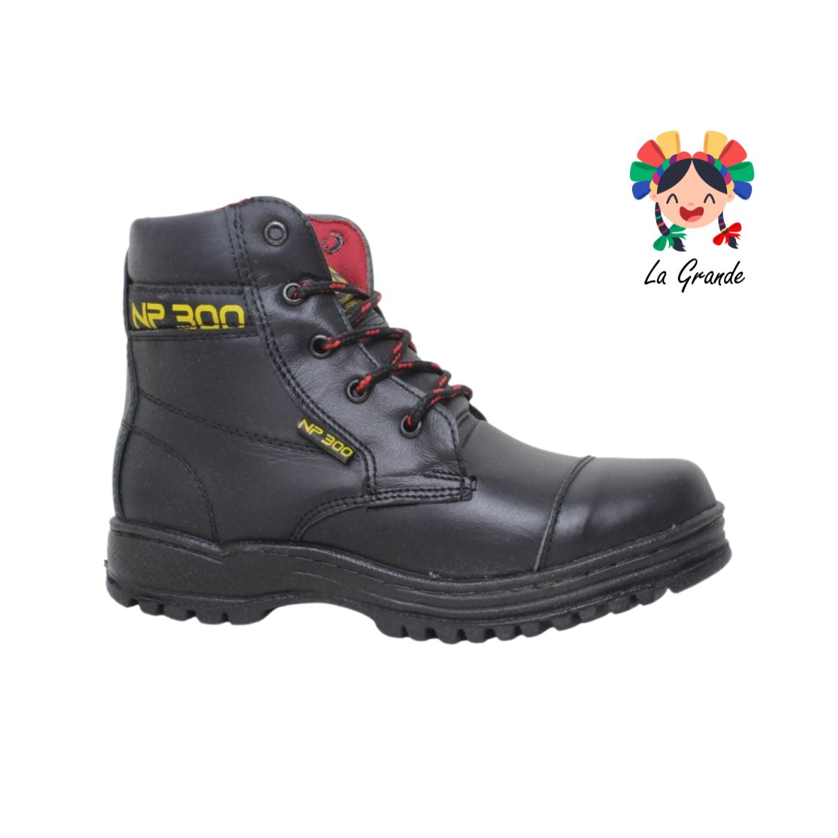 108 NP300 Negro Rojo Piel Bota Industrial para Caballero