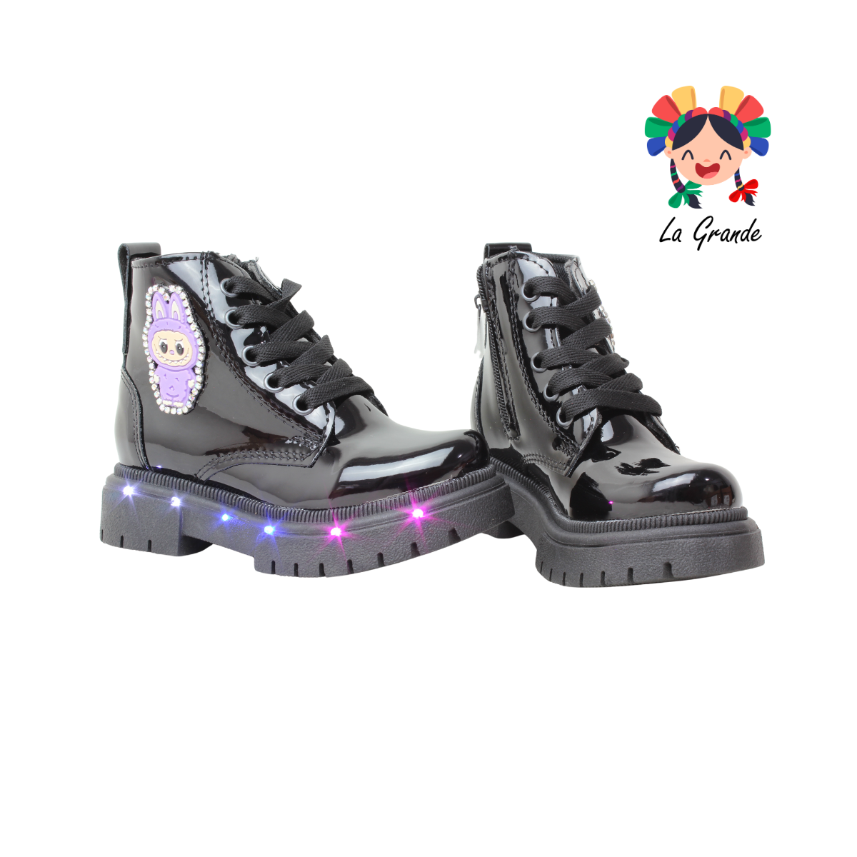4000 LABU ANDRE LOV Negro Charol Bota con Luz Led para Niña