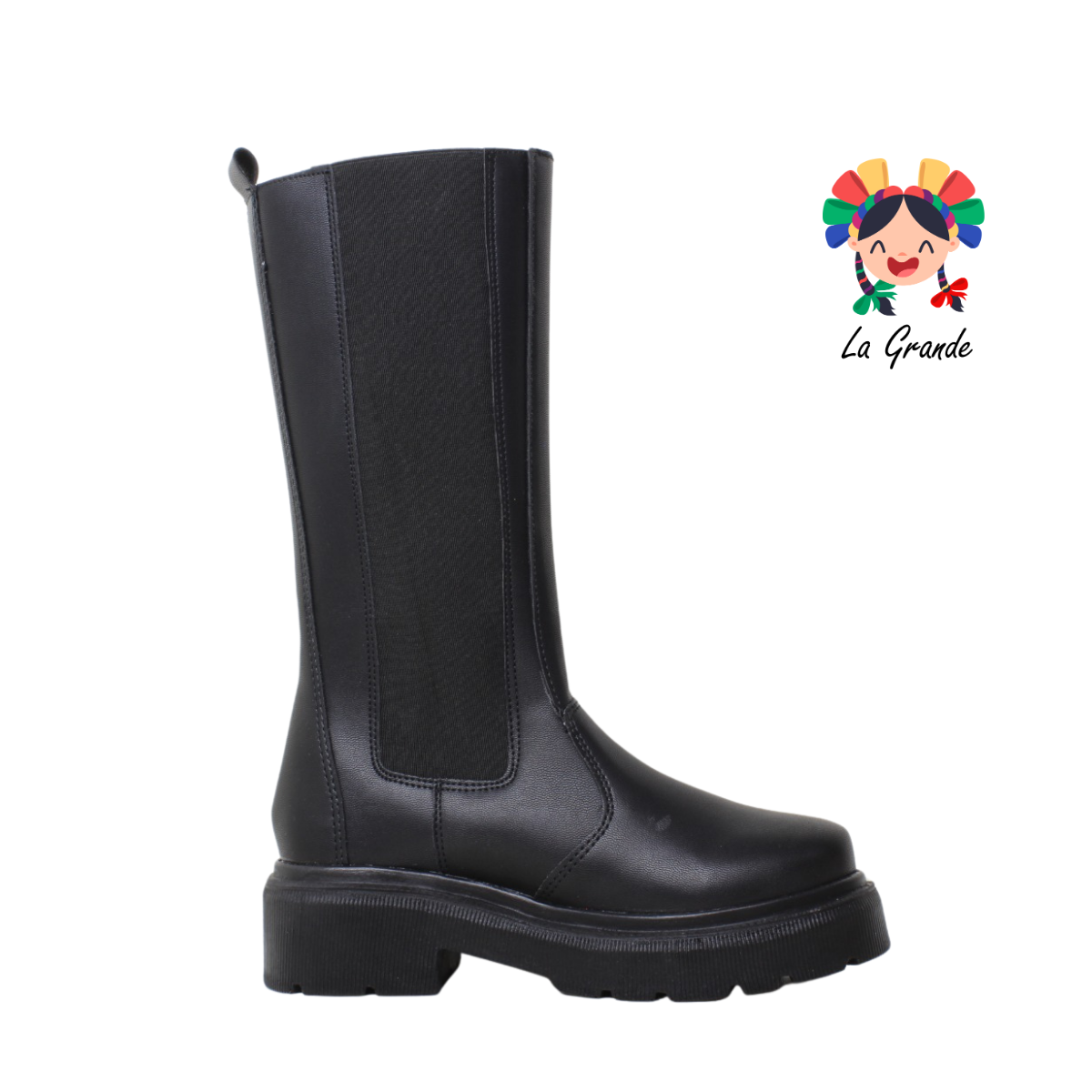 4000 SHADOW Negro Napa Bota Alta para Dama