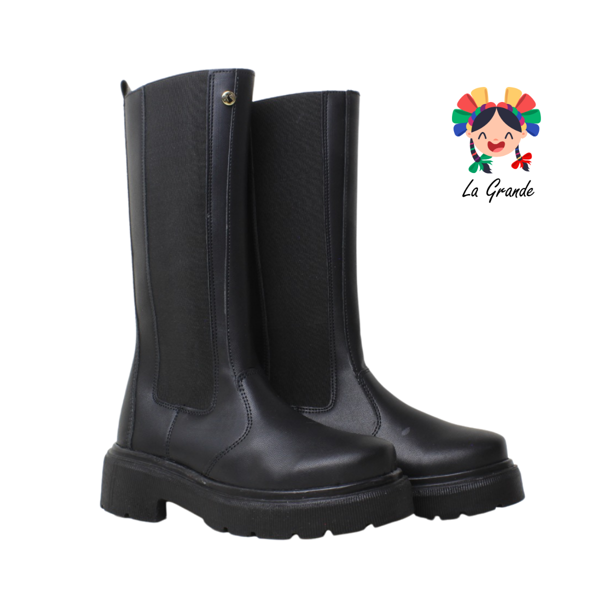 4000 SHADOW Negro Napa Bota Alta para Dama