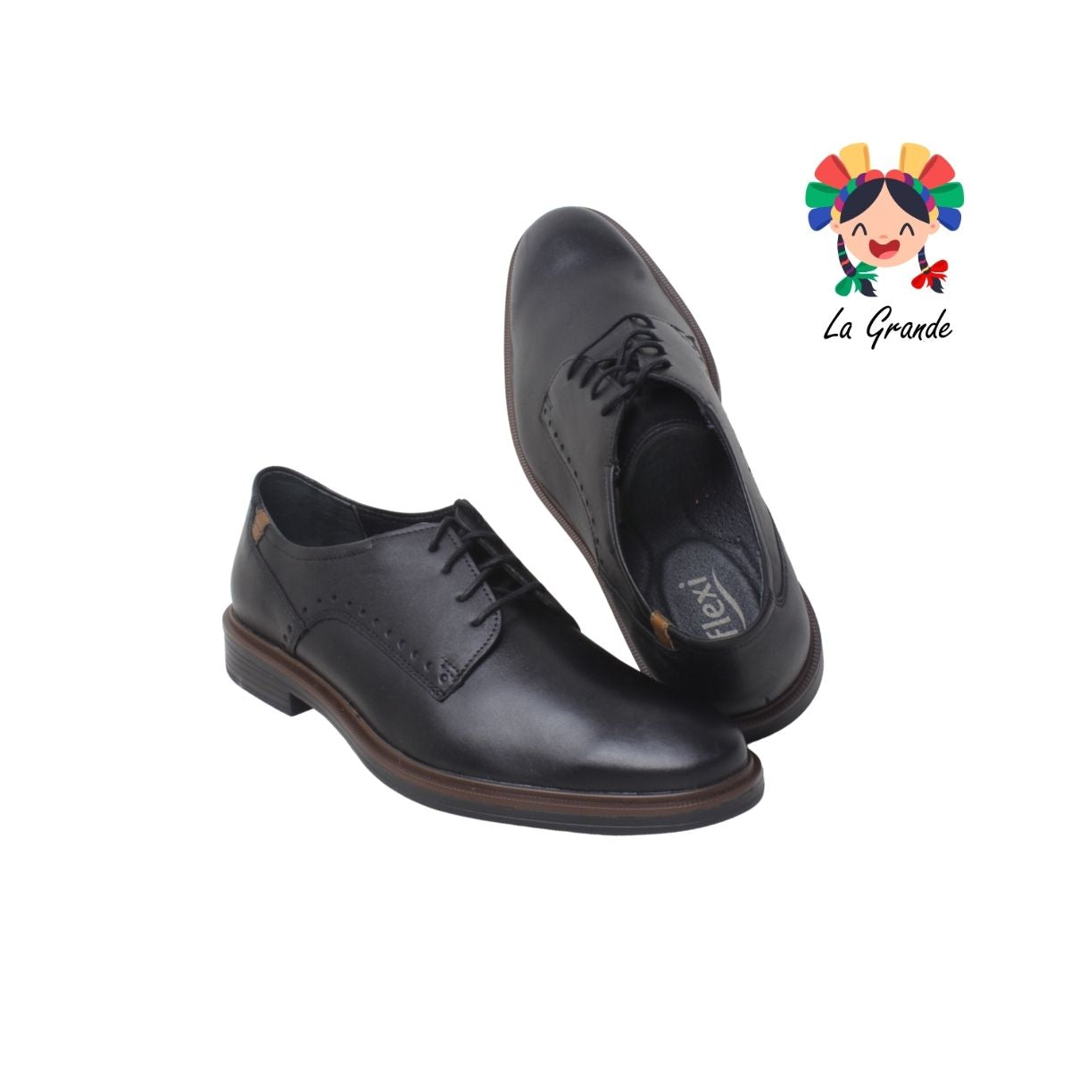 400 DERBY FLEXI Negro Piel Zapato de Vestir para Caballero